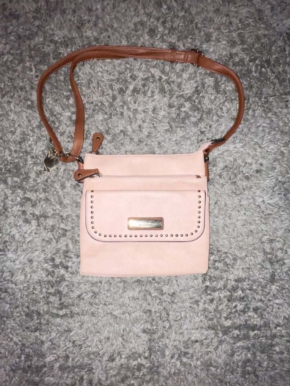 Marc New York by Andrew Marc Studded Faux Leather Crossbody Bag in Blush Pink